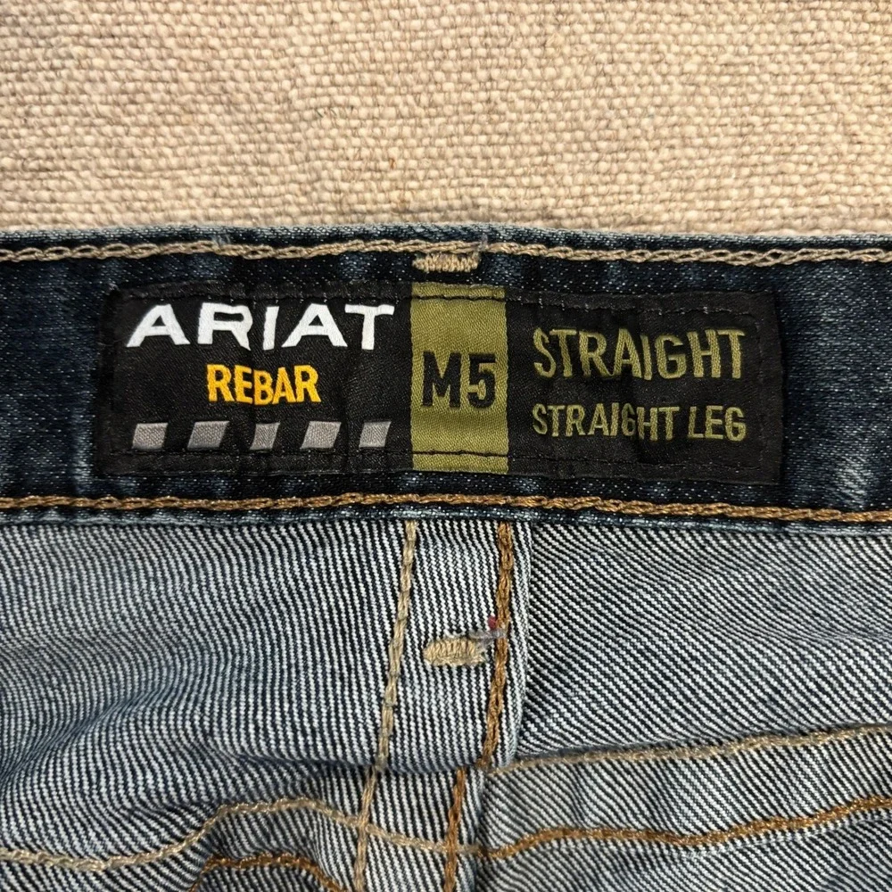 Ariat Rebar M5 DuraStretch Jeans Mens 40x30 Straight Leg Workwear Cobalt